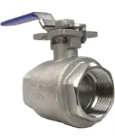 Кран шаровой DN.ru BV3232P(2pc)-FP-T-ISO-H Ду50 Ру63 полнопроходной двухходовой, нержавеющая сталь 316, внутренняя резьба, уплотнение - PTFE, с ISO-фланцем и рукояткой, 14х14, F05/F07