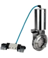 Затвор дисковый поворотный DN.ru WBV3131S-2W-W-H Ду65 Ру10 под приварку, пищевая нержавеющая сталь 304, уплотнение – Silicon, с пневмоприводом DN.ru PA-SA-85 и пневмораспределителем DN.ru 4V320-08 AC220V