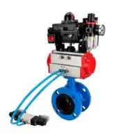 Затвор дисковый поворотный DN.ru WBV1313E-2W-F-H Ду100 Ру16, корпус - чугун GGG40, диск - чугун GGG40, уплотнение - EPDM, с пневмоприводом PA-DA-105, пневмораспределителем 4M320-08 AC220V, БКВ APL-410N EX и БПВ AFC2000
