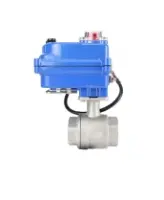 Кран шаровой DN.ru BV3232P(2pc)-FP-T-ISO-H Ду10 Ру63 полнопроходной двухходовой, нержавеющая сталь 316, внутренняя резьба, уплотнение - PTFE, с электроприводом четвертьоборотным QT-N-003EM-O1-220VAC-У1 blue