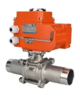 Кран шаровой DN.ru BV3232P(3pc)-FP-W-ISO-H LONG Ду80 Ру25 полнопроходной, трехсоставной, корпус - нержавеющая сталь 316, уплотнение - PTFE, под приварку, с электроприводом DN.ru QT-N-010EM-O1-220VAC-У1 HARK