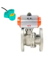 Кран шаровой DN.ru BV3232P(2pc)-FP-F-ISO-H Ду50 Ру16 полнопроходной фланцевый, корпус - нержавеющая сталь 316, уплотнение - PTFE, с пневмоприводом PA-DA-083 и магнитным переключателем ALS200D