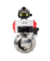 Затвор дисковый поворотный DN.ru WBV3131S-2W-W-H Ду80 Ру10 под приварку, пищевая нержавеющая сталь 304, уплотнение – Silicon, с пневмоприводом DN.ru PA-DA-065, пневмораспределителем DN.ru 4M310-08 AC220V и БКВ DN.ru APL-510N EX