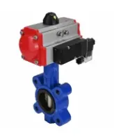 Затвор дисковый поворотный DN.ru WBV1616E-2W-Fb-H Ду100 Ру16 LUG корпус - чугун QT450, диск - чугун QT450, уплотнение - EPDM, с пневмоприводом DN.ru PA-DA-083 и пневмораспределителем 4M310-08 AC220V