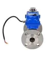 Кран шаровой DN.ru BV3131P(3pc)-FP-F-ISO-H Ду15 Ру40 трехсоставной из нержавеющей стали SS304, фланцевый, уплотнение - PTFE, полнопроходной с электроприводом DN.ru QT-N-003EM-O1-24VDC-У1 blue