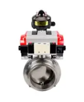 Затвор дисковый поворотный кламповый DN.ru WBV3131S-2W-C-H Ду50 Ру10 корпус - пищевая нержавеющая сталь 304, уплотнение – Silicon, с пневмоприводом DN.ru PA-DA-052, пневмораспределителем DN.ru 4V320-08 AC220V и БКВ DN.ru APL-510N EX