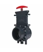 Задвижка шиберная DN.ru GVKR4331TPV-2W-G-Hт Ду100 Ру1.6 клеевая, с выдвижным штоком, материал корпуса - ПВХ (PVC), шибер - нержавеющая сталь 304, уплотнение - TPV (ТПВ), с ручкой