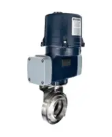 Затвор дисковый поворотный DN.ru WBV3131E-2W-W-H Ду15 Ру10 под приварку, корпус - пищевая нерж. сталь AISI 304, диск - нерж. сталь AISI 304, уплотнение - EPDM, с электроприводом четвертьоборотным DN.ru QTSA-N-003EM-O0-220VAC с пружинным возвратом