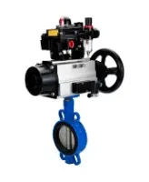 Затвор дисковый поворотный DN.ru WBV1631E-2W-Fb-ISO-H Ду125 Ру25 межфланцевый, корпус - чугун QT450, диск - нержав.сталь 304, уплотнение - EPDM, с пневмоприводом DN.ru PA-DA-105-1, пневмораспределителем 4M310-08 220В NAMUR, БКВ APL-410N EX и БПВ AFC2000