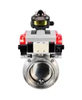 Затвор дисковый поворотный DN.ru WBV3131S-2W-T-H Ду40 Ру10 резьбовой, пищевая нержавеющая сталь 304, уплотнение – Silicon, с пневмоприводом DN.ru PA-DA-065, пневмораспределителем DN.ru 4V320-10 AC220V и БКВ DN.ru APL-510N EX