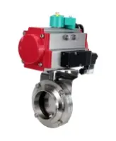 Затвор дисковый поворотный DN.ru WBV3131E-2W-W-H Ду15 Ру10 под приварку, пищевая нержавеющая сталь 304, уплотнение - EPDM, с пневмоприводом PA-DA-052, пневмораспределителем 4M310-08 AC220V и магнитным переключателем ALS200D