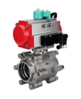 Кран шаровой DN.ru BV3232P(3pc)-FP-SW-ISO-H Ду80 Ру63 полнопроходной, корпус - нержавеющая сталь SS316, под приварку, с пневмоприводом PA-DA-105, пневмораспределителем 4M310-08 AC220V, магнитным переключателем ALS200D