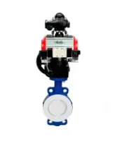 Затвор дисковый поворотный DN.ru WBV3434Pf-2W-Fb-R Ду250 Ру16 корпус - углеродистая сталь WCB, диск - углеродистая сталь WCB, футерованный PTFE, уплотнение - PTFE, с PA-DA-130, пневмораспределителем 4V320-08 AC220V, БКВ APL-210N и MON3-700-T38-ISO