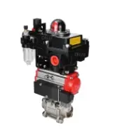 Кран шаровой DN.ru BV3232P(3pc)-FP-W-ISO-H Ду65 Ру25, полнопроходной под приварку, нержавеющая сталь SS316, уплотнение - PTFE, с пневмоприводом PA-DA-083 двойного действия, с пневмораспределителем 4M310-08 AC220V, с БКВ APL-410N EX, с БПВ AFC2000