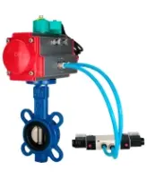 Затвор дисковый поворотный DN.ru WBV1132N-2W-Fb-H Ду125 Ру16, корпус - чугун GG25, диск - нержавеющая сталь 316L, уплотнение - NBR, с пневмоприводом PA-DA-105, пневмораспределителем 4M320-08 AC220V и магнитным переключателем ALS200D