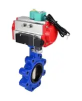 Затвор дисковый поворотный DN.ru WBV1616E-2W-Fb-H Ду100 Ру16 LUG корпус - чугун QT450, диск - чугун QT450, уплотнение - EPDM, с пневмоприводом PA-DA-083, пневмораспределителем 4M310-08 AC220V и магнитным переключателем ALS200D