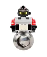 Затвор дисковый поворотный DN.ru WBV3131S-2W-W-H Ду65 Ру10 под приварку, пищевая нержавеющая сталь 304, уплотнение – Silicon, с пневмоприводом DN.ru PA-SA-083, пневмораспределителем DN.ru 4V320-10 AC220V и БКВ DN.ru APL-510N EX