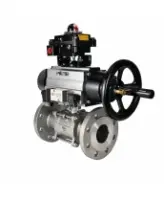 Кран шаровой DN.ru BV3131P(3pc)-FP-F-ISO-H Ду100 Ру16 полнопроходной, фланцевый, корпус - нержавеющая сталь 304, PTFE, 22х22, WDVF, с пневмоприводом PA-DA-105-1, пневмораспределителем 4M320-08 AC220V и БКВ APL-410N EX