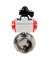 Затвор дисковый поворотный кламповый DN.ru WBV3131S-2W-C-H Ду50 Ру10 корпус - пищевая нержавеющая сталь 304, уплотнение – Silicon, с пневмоприводом DN.ru PA-DA-065 и БКВ DN.ru APL-210N
