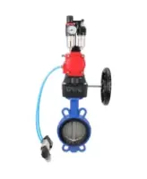 Затвор дисковый поворотный DN.ru WBV1413E-2W-Fb-H Ду150 Ру16, корпус - чугун GGG50, диск - чугун GGG40, EPDM, с пневмоприводом PA-DA-105 двойного действия, с пневмораспределителем 4V320-08 AC220V, с ручным дублером MON3-700-T38-ISO, с БПВ AFC2000