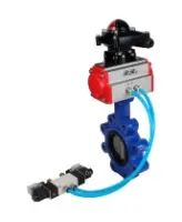 Затвор дисковый поворотный DN.ru WBV1631E-2W-Fb-H Ду100 Ру16 LUG, корпус - чугун QT450, диск - нержавеющая сталь 304, уплотнение - EPDM, с пневмоприводом PA-DA-083, пневмораспределителем 4M320-10 AC220V и БКВ APL-210N