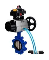 Затвор дисковый поворотный DN.ru WBV1616E-2W-Fb-H Ду125 Ру16 LUG, корпус - чугун QT450, диск - чугун QT450, уплотнение - EPDM, с пневмоприводом PA-DA-105-1, пневмораспределителем 4M320-08 AC220V и БКВ APL-410N EX