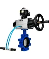 Затвор дисковый поворотный DN.ru WBV1631E-2W-Fb-H Ду125 Ру16 LUG, корпус - чугун QT450, диск - нержавеющая сталь 304, уплотнение - EPDM, с пневмоприводом PA-DA-105-1, пневмораспределителем 4M320-08 AC220V и БКВ APL-510N EX