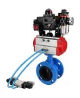 Затвор дисковый поворотный DN.ru WBV1313E-2W-F-H Ду100 Ру16 фланцевый, корпус - чугун GGG40, диск - чугун GGG40, EPDM, с пневмоприводом DN.ru PA-DA-105, пневмораспределителем DN.ru 4V320-08 AC220V, БКВ DN.ru APL-410N EX и БПВ DN.ru AFC2000
