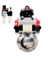 Затвор дисковый поворотный DN.ru WBV3131S-2W-W-H Ду65 Ру10 под приварку, пищевая нержавеющая сталь 304, уплотнение – Silicon, с пневмоприводом DN.ru PA-SA-083, пневмораспределителем DN.ru 4V320-10 AC220V, БКВ DN.ru APL-410N EX и БПВ DN.ru AFC2000