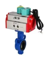 Затвор дисковый поворотный DN.ru WBV0232E-2W-Fb-ISO-H Ду25/32 Ру16, корпус - алюминиевый сплав, диск - нержавеющая сталь 316L, уплотнение - EPDM, с пневмоприводом PA-DA-065 и магнитным переключателем ALS200D