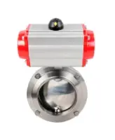 Затвор дисковый поворотный DN.ru WBV3131S-2W-W-H Ду80 Ру10 под приварку, пищевая нержавеющая сталь 304, уплотнение – Silicon, с пневмоприводом DN.ru PA-DA-065 двойного действия