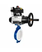 Затвор дисковый поворотный DN.ru WBV3434Pf-2W-Fb-R Ду200 Ру16, корпус - угл. сталь WCB, диск - угл. сталь WCB, футерованный PTFE, уплотнение - PTFE, с пневмоприводом PA-DA-105-1, пневмораспределителем 4M310-08 AC220V, БКВ APL-410N EX и БПВ AFC2000