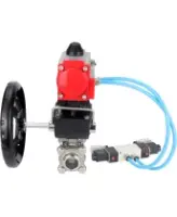 Кран шаровой DN.ru BV3232P(3pc)-FP-W-ISO-H Ду65 Ру25, полнопроходной под приварку, нержавеющая сталь SS316, уплотнение - PTFE, с пневмоприводом PA-DA-083 двойного действия, с пневмораспределителем 4V320-08 AC220V, с ручным дублером MON2-450-T28-ISO