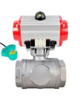 Кран шаровой DN.ru BV3232P(4pc)-SP-3WL-T-ISO-H WDVF Ду65 Ру40 стандартнопроходной, 3-ходовой L-тип, внутренняя резьба, нержавеющая сталь AISI 316, с пневмоприводом PA-DA-105, пневмораспределителем 4M320-08 AC220V и магнитным переключателем ALS200D