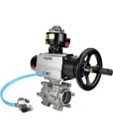 Кран шаровой DN.ru BV3232P(3pc)-FP-SW-ISO-H Ду100 Ру63 полнопроходной, корпус - нержавеющая сталь SS316, под приварку, с пневмоприводом PA-DA-105-1, пневмораспределителем 4V320-08 AC220V, БКВ APL-510N EX