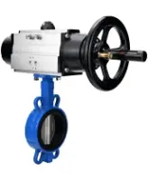 Затвор дисковый поворотный DN.ru WBV1432N-2W-Fb-H Ду125 Ру16, межфланцевый, корпус - чугун GGG50, диск - нержавеющая сталь 316L, уплотнение - NBR, с пневмоприводом DN.ru PA-DA-105-1