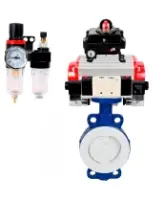 Затвор дисковый поворотный DN.ru WBV3434Pf-2W-Fb-R Ду250 Ру16 корпус - углеродистая сталь WCB, диск - углеродистая сталь WCB, футерованный PTFE, уплотнение - PTFE, с PA-DA-130, 4V320-08 AC220V, APL-410N EX и AFC2000
