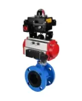 Затвор дисковый поворотный DN.ru WBV1313E-2W-F-H Ду100 Ру16 фланцевый, корпус - чугун GGG40, диск - чугун GGG40, уплотнение - EPDM, с пневмоприводом DN.ru PA-DA-105, пневмораспределителем DN.ru 4M310-08 AC220V и БКВ DN.ru APL-410N EX