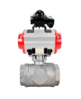 Кран шаровой DN.ru BV3232P(4pc)-SP-3WL-T-ISO-H WDVF Ду40 Ру63 стандартнопроходной, 3-ходовой L-тип, внутренняя резьба, нержавеющая сталь AISI 316, PTFE, с пневмоприводом PA-SA-130, пневмораспределителем 4M320-08 AC220V и БКВ APL-210N