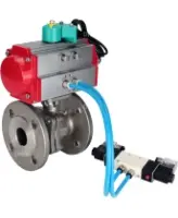 Кран шаровой DN.ru BV3232P(2pc)-FP-F-ISO-H Ду50 Ру16 полнопроходной фланцевый, корпус - нержавеющая сталь SS316, уплотнение - PTFE, с пневмоприводом PA-DA-083, пневмораспределителем 4M320-08 AC220V и магнитным переключателем ALS200D