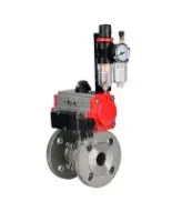 Кран шаровой DN.ru BV3232P(2pc)-FP-F-ISO-H Ду80 Ру16 полнопроходной двухходовой, нержавеющая сталь 316, фланцевый, уплотнение - PTFE, с пневмоприводом PA-SA-130, пневмораспределителем 4M310-08 AC220V и БПВ AFC2000
