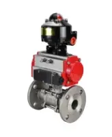 Кран шаровой DN.ru BV3131P(3pc)-FP-F-ISO-H Ду100 Ру16 полнопроходной трехсоставной, фланцевый, нержавеющая сталь 304, уплотнение - PTFE, 22х22, F10, WDVF, с пневмоприводом DN.ru PA-DA-105, пневмораспределителем 4M310-08 AC220V и БКВ APL-510N EX