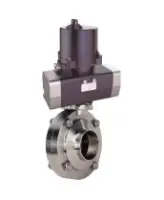 Затвор дисковый поворотный DN.ru WBV3131S-2W-W-H Ду15 Ру10 под приварку, корпус - пищевая нерж. сталь AISI 304, диск - нерж. сталь AISI 304, уплотнение - Silicon, с электроприводом четвертьоборотным DN.ru QTSA-N-003EM-O0-220VAC с пружинным возвратом