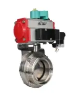 Затвор дисковый поворотный DN.ru WBV3131E-2W-T-H Ду15 Ру10 резьбовой, корпус - пищевая нержавеющая сталь 304, уплотнение - EPDM, с пневмоприводом PA-SA-065, пневмораспределителем 4M310-08 220В NAMUR и магнитным переключателем ALS200D
