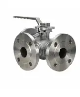 Кран шаровой DN.ru BV3232P(2pc)-FP-3WT-F-ISO-H Ду40 Ру16 HYMT, трехходовой T-тип, полнопроходной, фланцевый, материал корпуса - нержавеющая сталь SS316, с ISO фланцем и рукояткой