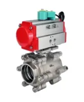 Кран шаровой DN.ru BV3232P(3pc)-FP-SW-ISO-H Ду80 Ру63 полнопроходной, корпус - нержавеющая сталь SS316, под приварку, с пневмоприводом PA-DA-105, магнитным переключателем ALS200D