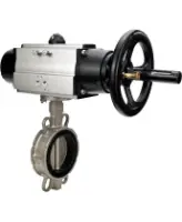 Затвор дисковый поворотный DN.ru WBV3232E-2W-Fb-H Ду150 Ру16, межфланцевый, корпус - нержавеющая сталь 316L, диск - нержавеющая сталь 316L, уплотнение - EPDM, с пневмоприводом PA-DA-105-1