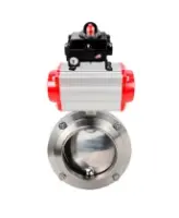 Затвор дисковый поворотный DN.ru WBV3131S-2W-W-H Ду80 Ру10 под приварку, пищевая нержавеющая сталь 304, уплотнение – Silicon, с пневмоприводом DN.ru PA-DA-065 и БКВ DN.ru APL-410N EX