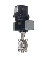 Затвор дисковый поворотный DN.ru WBV3131P-2W-Fb-H Ду100 Ру16 межфланцевый, корпус - нержавеющая сталь 304, диск - нержавеющая сталь 304, уплотнение - PTFE, с электроприводом четвертьоборотным DN.ru QTSA-N-014EM-O0-220VAC с пружинным возвратом