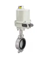 Затвор дисковый поворотный DN.ru WBV3232V-2W-Fb-H Ду80 Ру16, корпус - нержавеющая сталь 316L, диск - нержавеющая сталь 316L, уплотнение - VITON, с взрывозащищённым электроприводом ГЗ-ОФВ-45/11К 220В
